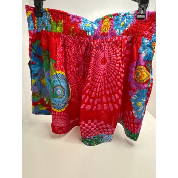 Junglee Billee Boho Red Multicolor Print Shorts Size L/XL Flowy Airy - Picture 4 of 6